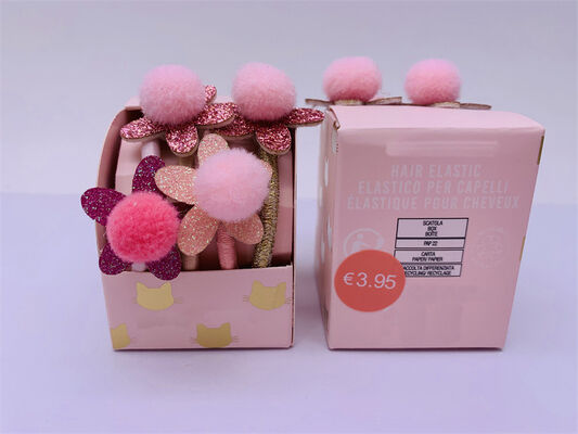 Party Festival Childrens Hair Accessories , Durable Pom Pom Hair Tie 4 Pieces One Set