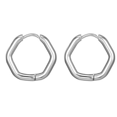 Hexagon Earrings Gold Studs , Hexagonal Earrings For Parties