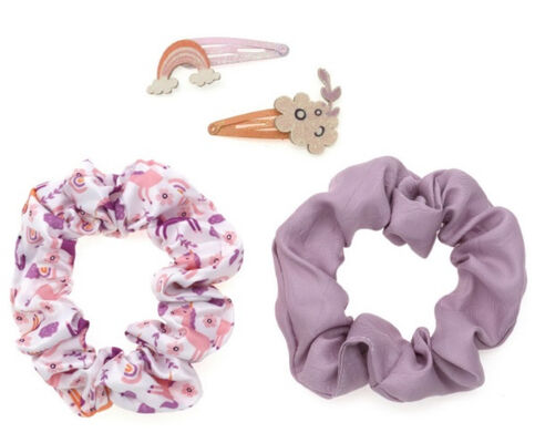 Children Hair Scrunchies with Matching Hair Clip with Various Colors