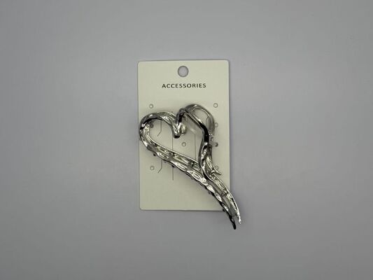 Polished Geometric Heart Shape Silver Metal Hair Claw Clip for Elegant Hair Styling
