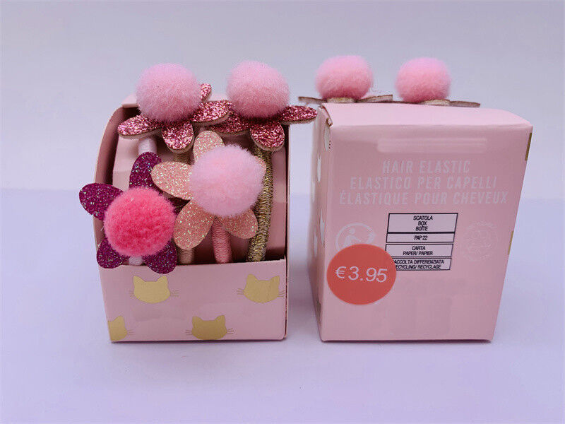 Party Festival Childrens Hair Accessories , Durable Pom Pom Hair Tie 4 Pieces One Set