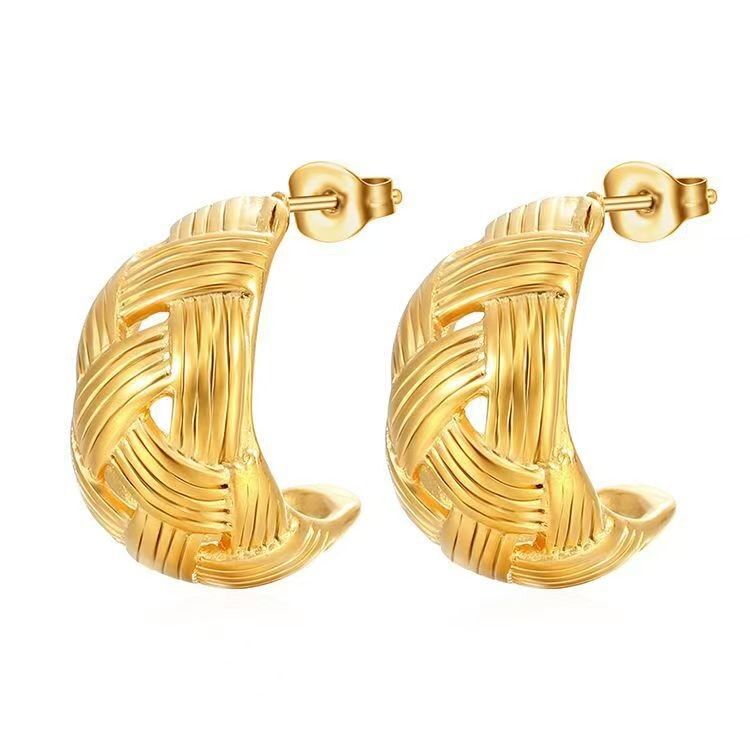 Gold and Sliver Stud Earrings with Screw Back Fastening in Plated Finish