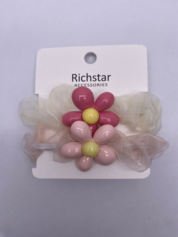 Clip Fastening Durable Flower Scrunchies with Multiple Usage for Kids and Plain Style