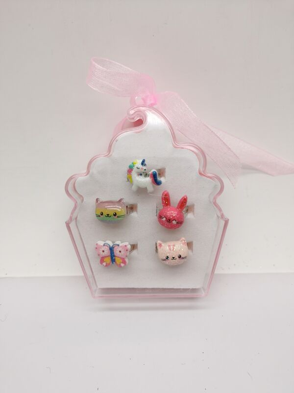 Children's Animal Rings Set with Customized Boxes and Delicate Packaging