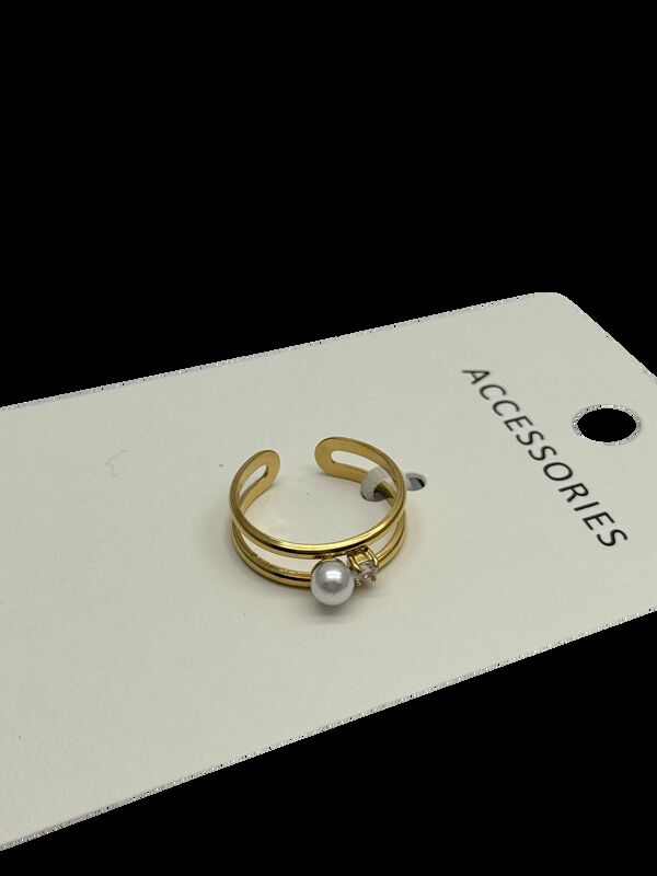 925 Sterling Silver Adjustable Pearl Ring for Women