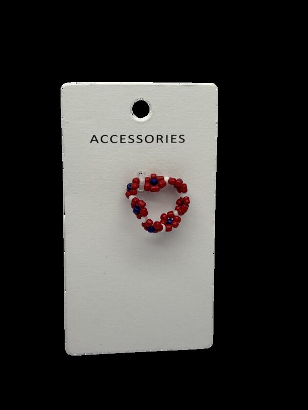 Bohemian Floral Rice Beads Elastic Ring Multi-Color Flower Design